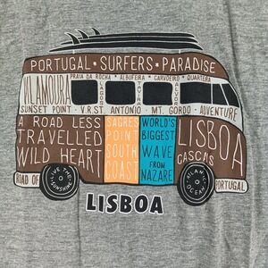 Forca Portugal Lisboa Surf Van Graphic T-Shirt Gray Mens Small Surfing Souvenir